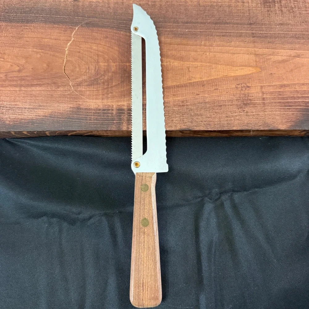 Carve-N-Saw Knife with Saw Blade Wood Handle Retro Kitchen Stainless Steel VTG
